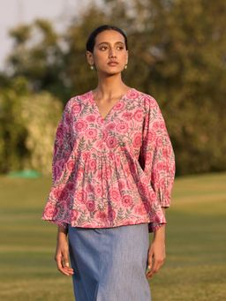 Notch Above - Edna Kimono Sleeve Top - Pink