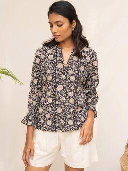 Notch Above - Adya Smocking Sleeve Top - Black