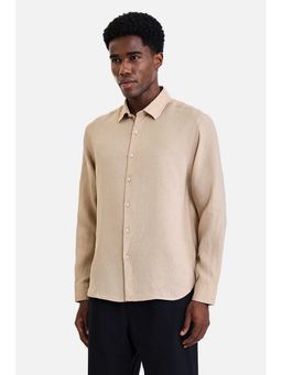 Snitch - Men Beige Textured Full Sleeves Regular Fit Shirt