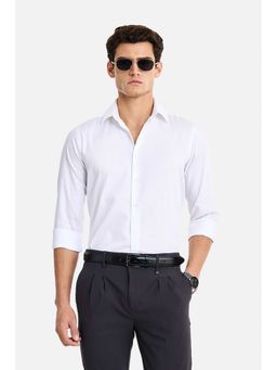 Snitch - Men White Self-Design Full Sleeves Slim Fit Shirt