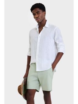 Snitch - Men White Stripes Full Sleeves Casual Shirt