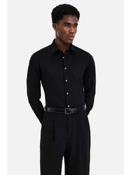 Snitch - Men Black Textured Full Sleeves Slim Fit Shirt