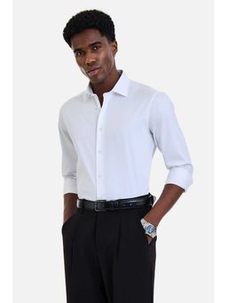 Snitch - Men White Solid Full Sleeves Slim Fit Shirt