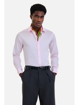 Snitch - Men Light Pink Solid Full Sleeves Slim Fit Shirt