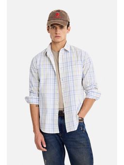 Snitch - Men Blue Checks Full Sleeves Regular Fit Shirt