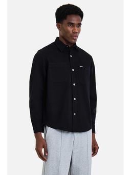 Snitch - Men Black Washed Full Sleeves Casual Shirt