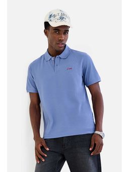 Snitch - Men Light Blue Solid Half Sleeves Regular Fit Polo T-shirt