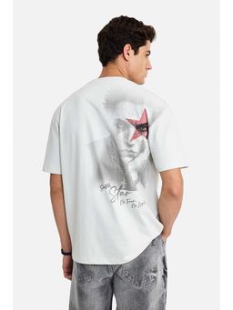 Snitch - Men Light Grey Graphic Printed Half Sleeves T-shirt