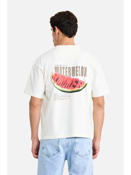 Snitch - Men Off White Graphic Printed Half Sleeves T-shirt