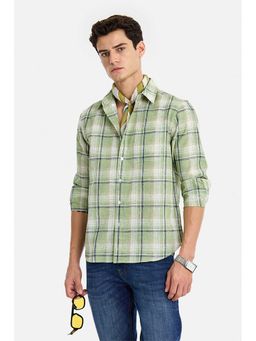 Snitch - Men Green Checks Full Sleeves Regular Fit Shirt