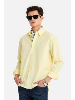 Snitch - Men Light Yellow Solid Full Sleeves Regular Fit Shirt
