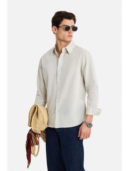 Snitch - Men Grey Solid Full Sleeves Regular Fit Shirt