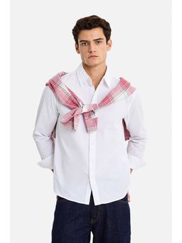 Snitch - Men White Solid Full Sleeves Regular Fit Shirt