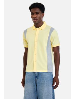 Snitch - Men Yellow-Grey Colorblock Half Sleeves Shirt
