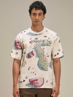 Mufti - Men Off White Graphic Printed T-shirt