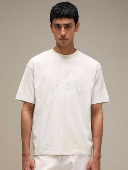 Mufti - Men Off White Typography T-shirt