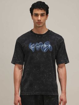 Mufti - Men Dark Charcoal Graphic Printed T-shirt