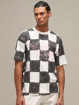 Mufti - Men Black-White Checks T-shirt