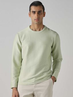 Mufti - Men Sage Green Solid Full Sleeves T-shirt