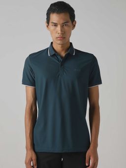 Mufti - Men Dark Green Solid Polo T-shirt