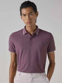 Mufti - Men Muted Purple Solid Polo T-shirt