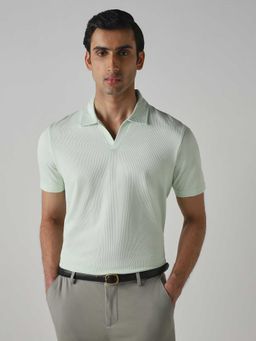 Mufti - Men Light Sage Green Solid Polo T-shirt
