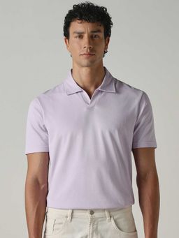 Mufti - Men Soft Lavender Solid Polo T-shirt