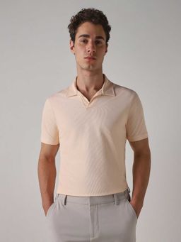 Mufti - Men Soft Peach Solid Polo T-shirt