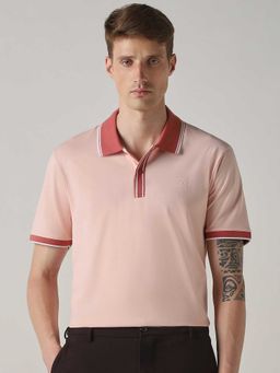 Mufti - Men Pale Pink Solid Polo T-shirt