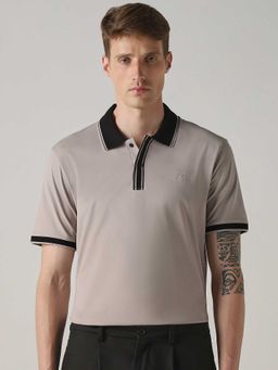 Mufti - Men Light Grey Solid Polo T-shirt