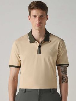 Mufti - Men Soft Beige Solid Polo T-shirt