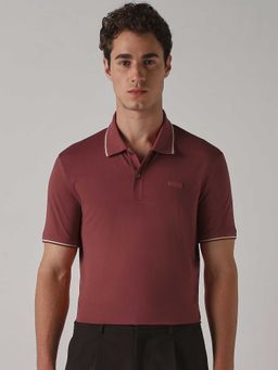 Mufti - Men Rich Maroon Solid Polo T-shirt