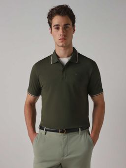 Mufti - Men Dark Olive Solid Polo T-shirt