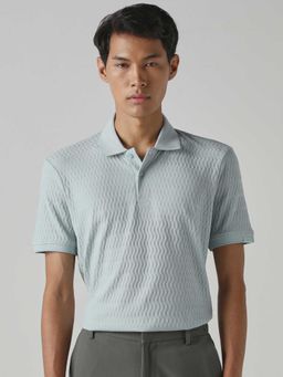 Mufti - Men Light Blue Textured Polo T-shirt
