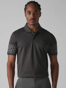 Mufti - Men Dark Charcoal Printed Polo T-shirt