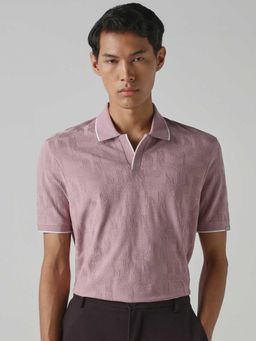 Mufti - Men Light Purple Textured Polo T-shirt