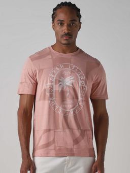 Mufti - Men Muted Pink Graphic Printed T-shirt