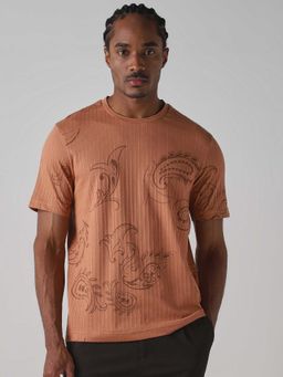 Mufti - Men Rust Paisley Printed T-shirt