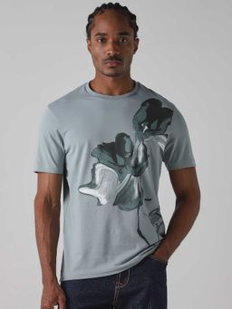 Mufti - Men Muted Blue Graphic Printed T-shirt