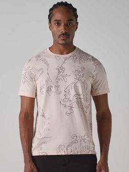 Mufti - Men Pale Pink Floral Printed T-shirt
