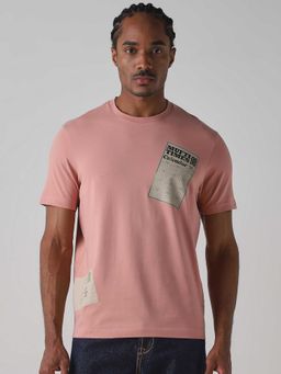 Mufti - Men Soft Pink Graphic Printed T-shirt