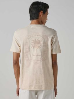 Mufti - Men Soft Beige Embroidered T-shirt