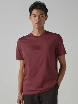 Mufti - Men Rich Maroon Solid T-shirt
