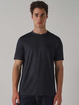 Mufti - Men Dark Charcoal Textured T-shirt