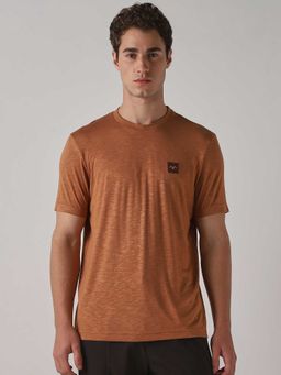 Mufti - Men Rich Brown Textured T-shirt