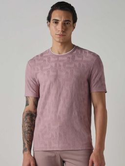 Mufti - Men Soft Purple Textured T-shirt