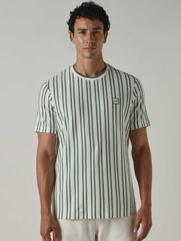 Mufti - Men Green-White Stripes T-shirt