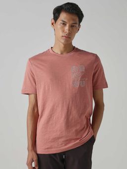 Mufti - Men Muted Pink Embroidered T-shirt