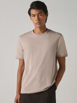 Mufti - Men Light Beige Solid T-shirt