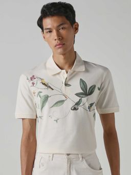 Mufti - Men Rich Off White Floral Polo T-shirt